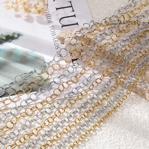 Catena Rolo in Acciaio Inossidabile Maglia Rotonda DIY Componenti per Gioielli per Collane Bracciali Colore Oro Acciaio Forniture Artigianali