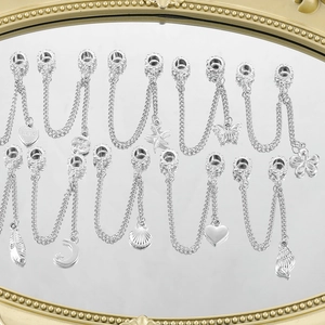 Catena di sicurezza in argento con ciondoli stella e luna per bracciali fai-da-te
