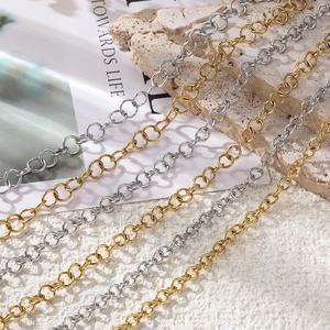 Catene a maglie O in acciaio inossidabile oro e argento per gioielli fai-da-te