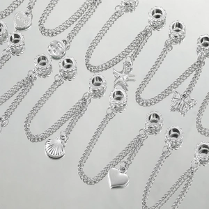 Catene di sicurezza in argento con ciondoli stella e luna per bracciali fai da te