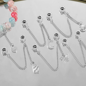 Catena di Sicurezza per Bracciale in Lega Placcata Argento Cuore Luna Stella Farfalla Stella Marina Charm Accessori Fai da Te Donna
