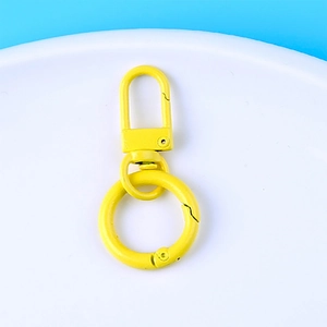 Bright yellow zinc alloy lobster clasp with spring ring for DIY keychains and charms
