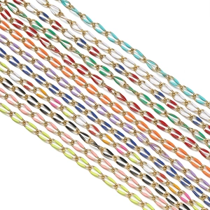 Stainless Steel Colorful Drip Oil Chain Twisted Oval Link Enamel DIY Bracelet Necklace Waist Chain Jewelry Making Accessories