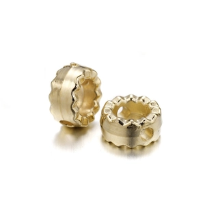 Perles d'espacement dorées avec texture ondulée verticale pour la création de bijoux