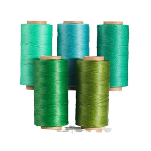 Set di filo cerato piatto in 5 tonalità di verde per cucito in pelle e artigianato manuale