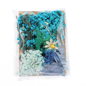 Blue and green dried flower DIY kit with hydrangea and baby's breath for craft projects
