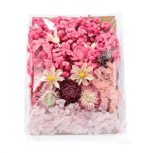 Pink and purple dried flower material pack with hydrangeas for DIY candle and soap making