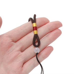 Cordon tressé marron fait main pour pendentifs en jade avec fils rouges et perle blanche