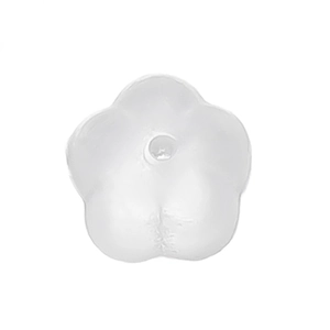 Detalle de cierre de silicona transparente en forma de flor para pendientes y joyería DIY