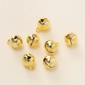 Set van 7 gouden metalen ronde bellen met ophanglus voor DIY sieraden en huisdieren