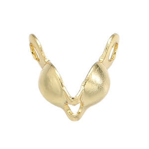 Detalle del conector de bikini chapado en oro con anillos dobles para joyería artesanal