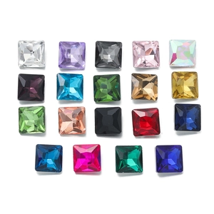 Macro detail of multi-color square pointback glass crystals for DIY craft jewelry making