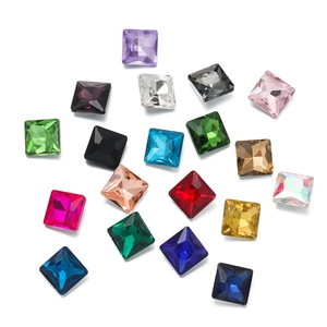 Macro shot of multi-colored square faceted glass crystals for DIY jewelry and accessories