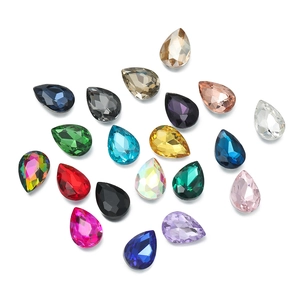 Colorful teardrop crystal rhinestones in various vibrant shades for DIY sewing crafts