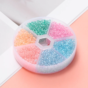 DIY bead kit with 3mm luminous glass seed beads in a 6-grid transparent storage box