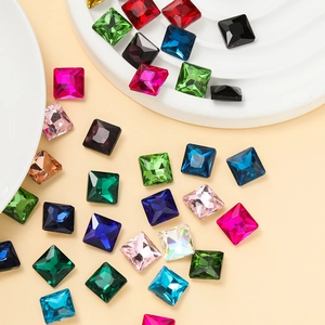 Multicolor square faceted glass crystals for DIY jewelry and nail art decoration