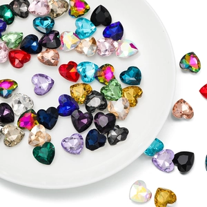 Strass in vetro cristallo a forma di cuore in colori misti per artigianato fai-da-te e unghie