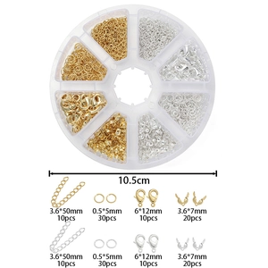 Kit de joyería DIY con cierres de langosta dorados y plateados y cadenas de extensión