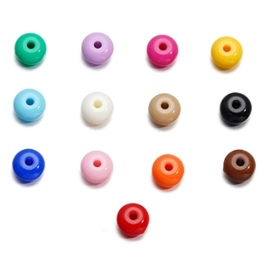 Detailed view of 8mm candy-colored acrylic wheel beads in 13 vibrant colors for DIY jewelry