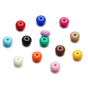 Macro view of 8mm acrylic candy color rondelle beads with large holes for DIY jewelry