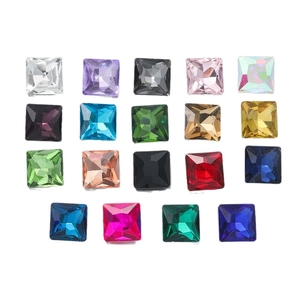 Square faceted crystal glass rhinestones in 19 vibrant colors for DIY jewelry and crafts