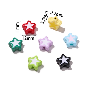 Cuentas coloridas de 12 mm en forma de estrella con núcleo blanco para joyas DIY