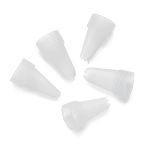 Set de 5 boquillas de plástico blanco traslúcido para decoración de pasteles y manualidades