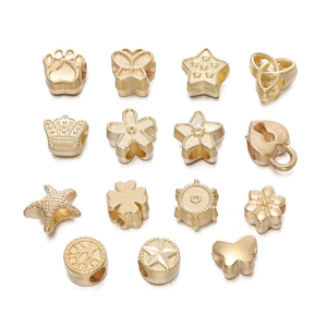 Vue détaillée de perles d'espacement CCB dorées à larges trous pour bijoux DIY