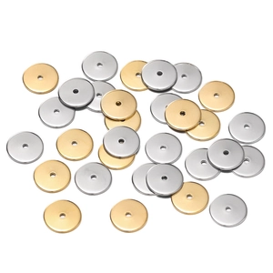Flache runde Abstandsperlen aus Edelstahl in Gold und Silber für DIY-Schmuckherstellung