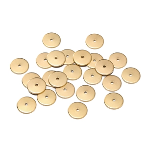 Flache runde goldene Abstandsperlen aus Edelstahl mit Mittelloch für DIY-Schmuckherstellung