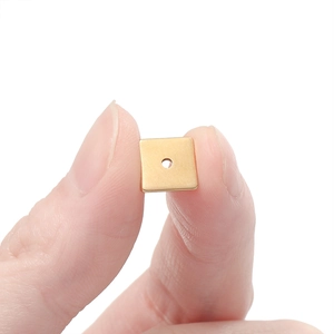 Square gold stainless steel spacer beads with center hole for DIY jewelry making