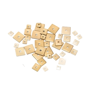 Polished square stainless steel spacers with center holes in various sizes for jewelry making