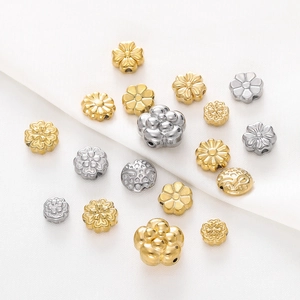 Stainless Steel Flower Spacer Beads Clover Daisy Floral Loose Beads For DIY Bracelet Necklace Jewelry Making Finding Gold Silver