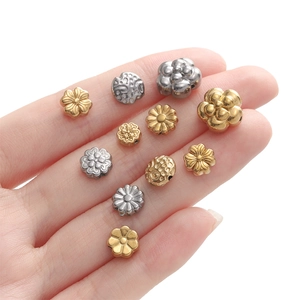 Assorted gold and silver stainless steel flower spacer beads for DIY jewelry making
