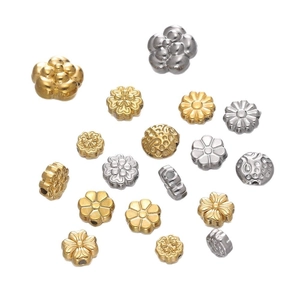 Golden and silver stainless steel flower spacer beads for DIY jewelry making