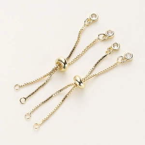 Detalle de cadena box chapada en oro de 18K con cuenta deslizante ajustable para joyería DIY