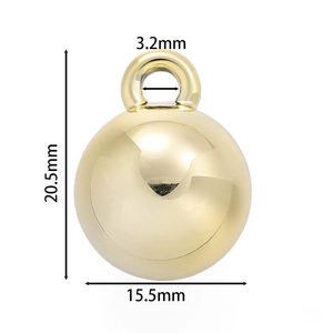 Dimensioni ciondolo cuore in oro lucido con diametro 15,5mm e altezza totale 20,5mm