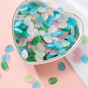 Teardrop Glass Cat Eye Cabochon Flatback Patch For DIY Jewelry Making Bracelet Necklace Inlay Material Multi Color Accessories