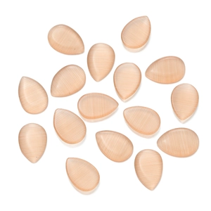 Flat teardrop cat eye glass beads in peach pink for handmade jewelry making and DIY crafts