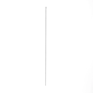 Macro detail of extra fine stainless steel beading needle with small hook for jewelry making