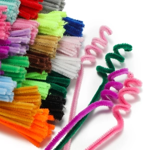 Close-up of vibrant colorful pipe cleaners showing dense plush texture and flexibility