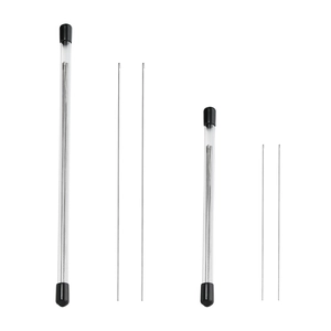 Fine stainless steel beading needles with clear storage tubes and black caps for DIY crafts