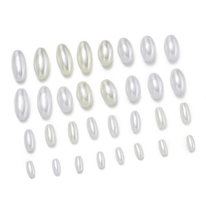 Oval off-white ABS imitation pearl beads in multiple sizes for DIY jewelry making