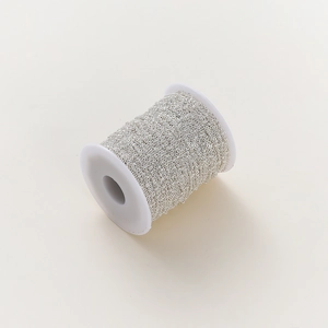 Detailed view of silver plated 1.8mm bead chain roll for DIY jewelry making accessories