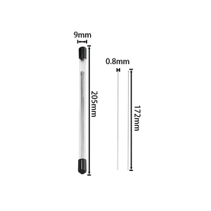 Detailed size chart for stainless steel beading needles with clear storage tube set