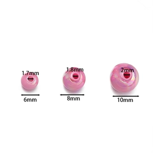 Confronto dimensioni perline acriliche rosa AB 6mm, 8mm, 10mm per gioielli fai-da-te