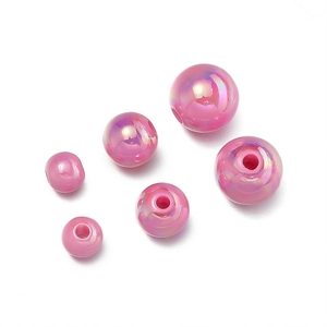 Macro di perle in acrilico rosa con rivestimento iridescente AB per gioielli fai da te