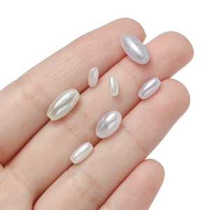 Oval ABS imitation pearl beads in cream and grey for DIY jewelry making and crafts