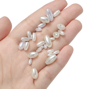 Handheld cream white and light purple ABS oval faux pearl beads for DIY jewelry making