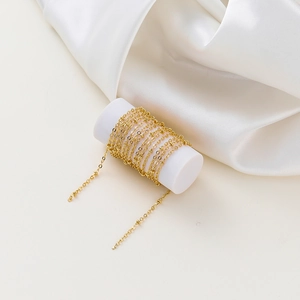 Color Preserving 14K 18K Gold Plated Copper Beaded Chain Fine Satellite O-Chain For DIY Necklace Bracelet Jewelry Making